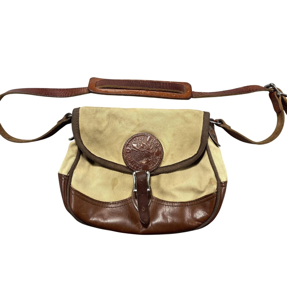 Duluth Pack Crossbody Bag Mens Small Beige Canvas Leather Outdoor Field Satchel